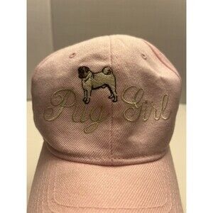 Embroidered‎ Pink Pug Girl Baseball Hat Adjustable Adult One Size